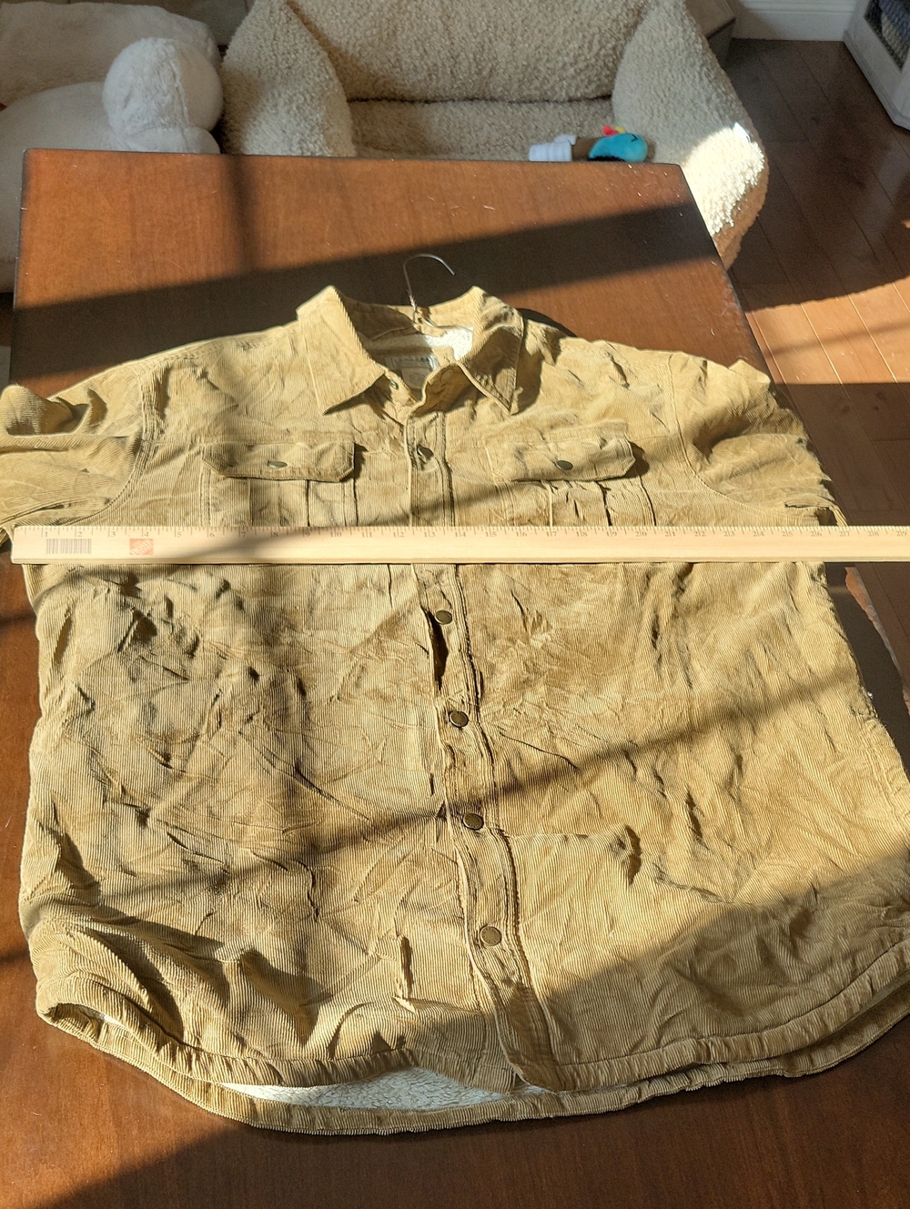 L.L.Bean Men's Fleece Lined Corduroy Shirt Jacket Size Large Tan - Picture 6 of 9